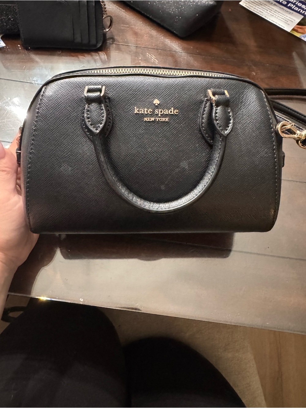 kate spade Black Saffiano Dome Satchel
